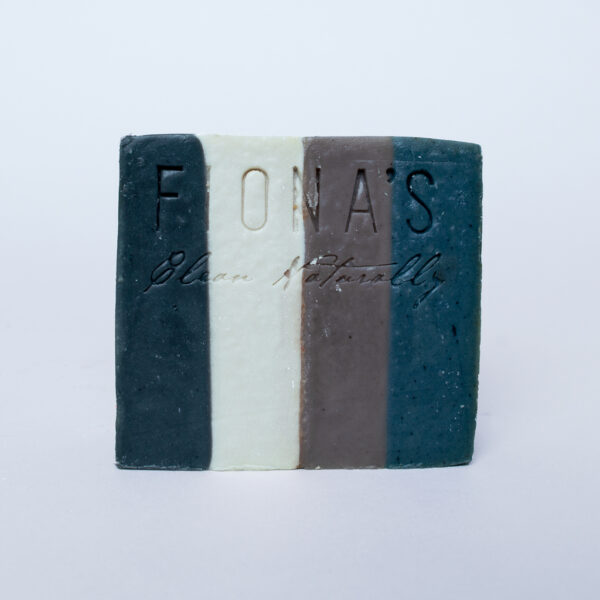 Bourbon - Ingredients are: Olive Oil, Coconut Oil, Castor Oil, Sodium Hydroxide, Water, Bourbon Fragrance Oil, Activated Charcoal, colorant Activated Charcoal in these soaps absorb toxins in by drawing impurities and dirt from the skin